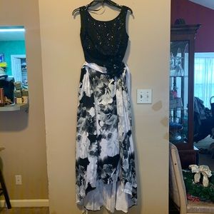 2 piece black and white prom dress